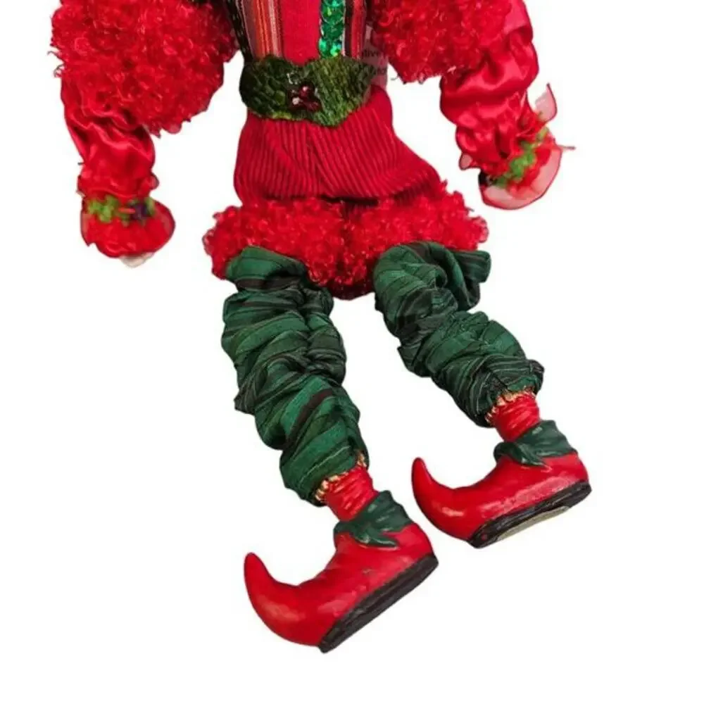 Christmas Decor Elf Fairy Doll‎ Pixie Detailed Sequins Beads Holiday Red READ